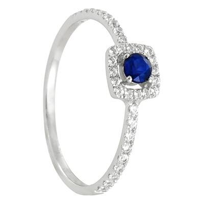 Bague Talinadiam Or Blanc 750, Saphir 0,21 ct, Diamants 0,18 ct - Diamond Lady