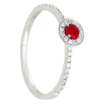 Bague Divina Or Blanc 750, Rubis 0,14 ct, Diamants 0,16 ct - Diamond Lady