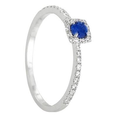 Bague Talidiam Or Blanc 750, Saphir 0,16 ct, Diamants 0,17 ct - Diamond Lady