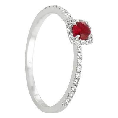 Bague Talidiam Or Blanc 750, Rubis 0,20 ct, Diamants 0,17 ct - Diamond Lady