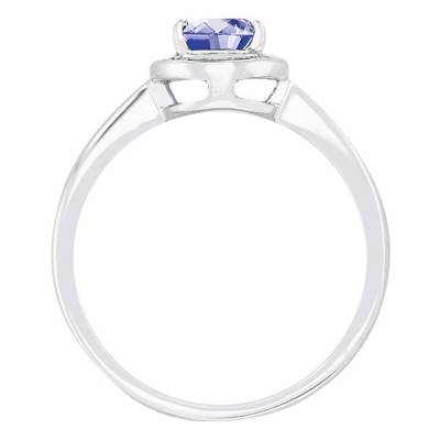 Bague Tanzanite Poire Or Blanc 750 & Diamants - Bloomingstone