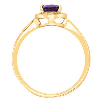 Bague, Or Jaune 750, Améthyste Poire & Diamants - Bloomingstone