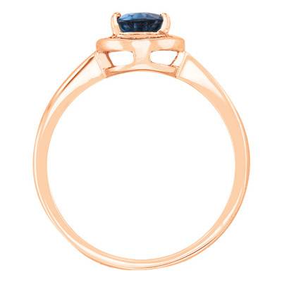 Bague, Or Rose 750, London Blue Topaze Poire & Diamants - Bloomingstone