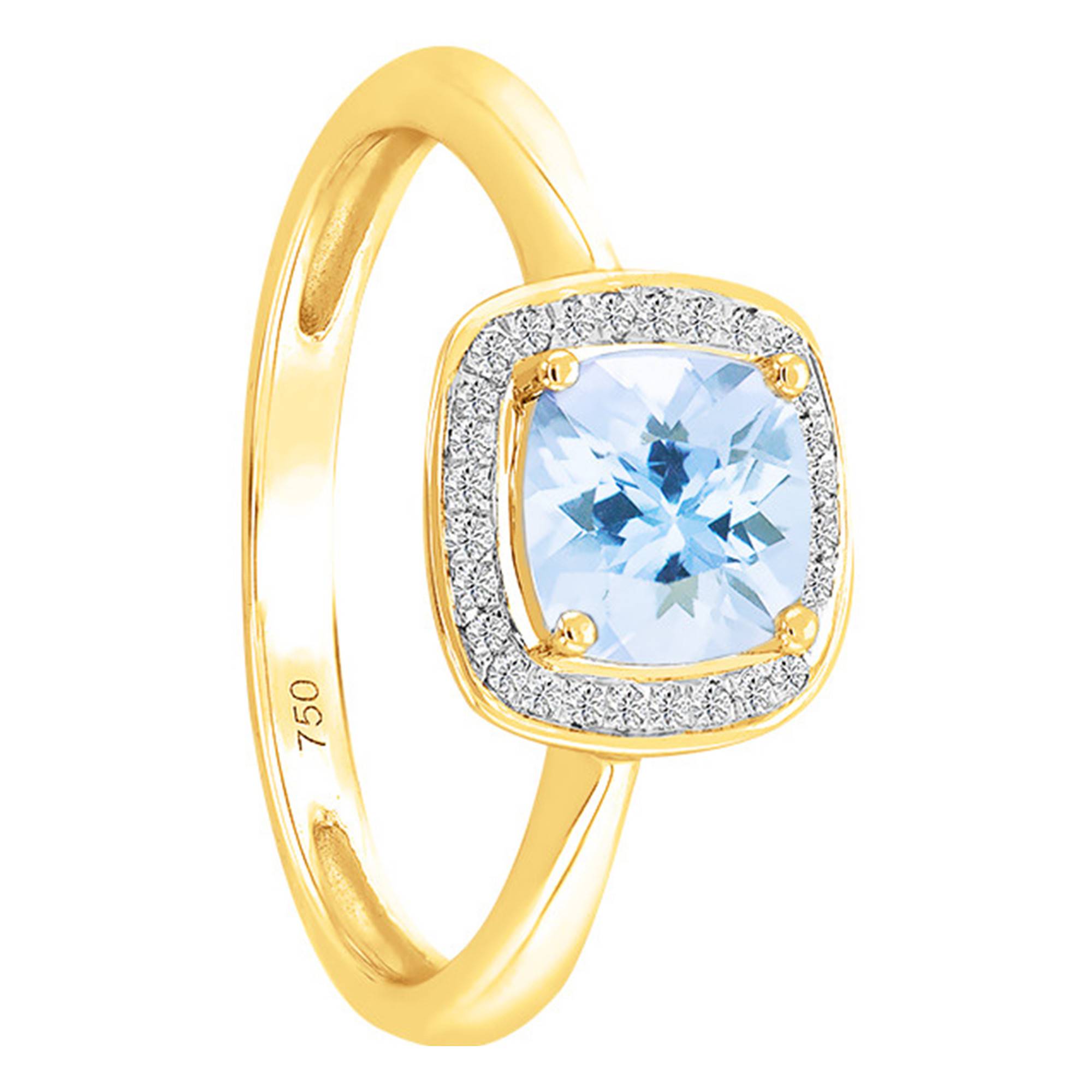 Bague Topaze Coussin Or Jaune 750 Diamants Bloomingstone Ocarat