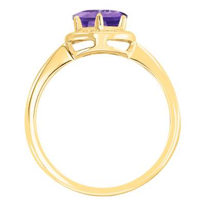 Bague, Or Jaune 750, Améthyste Ronde & Diamants - Bloomingstone