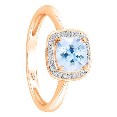 Bague Topaze Coussin Or Rose 750 & Diamants - Bloomingstone