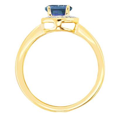 Bague London Blue Topaze Ovale Or Jaune 750 & Diamants - Bloomingstone
