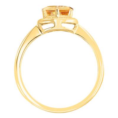 Bague, Or Jaune 750, Citrine Ronde & Diamants - Bloomingstone