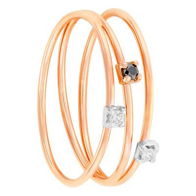 750 Rose Gold & Diamond Triple Band Ring - Caterina B