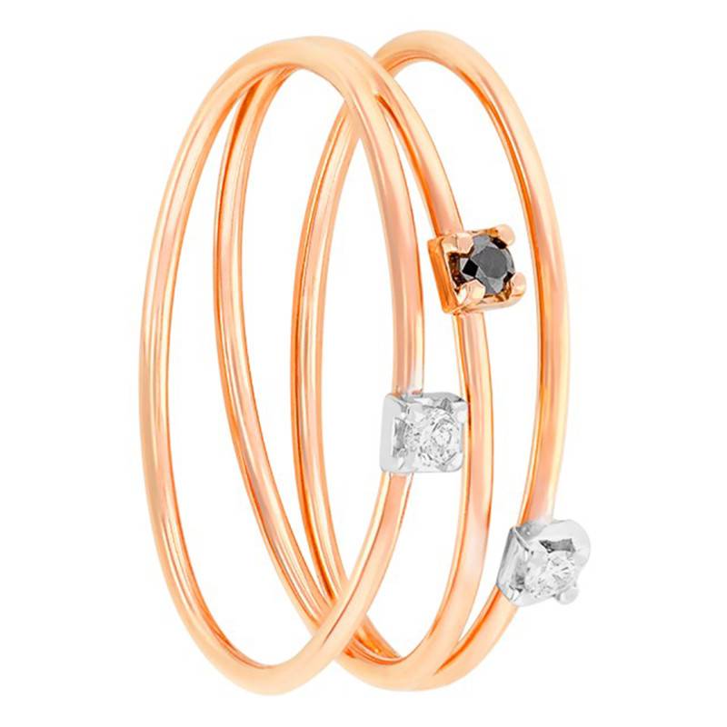 750 Rose Gold & Diamond Triple Band Ring - Caterina B