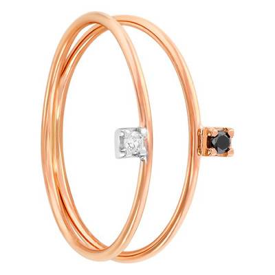 Bague diamants & Or Rose 750 deux anneaux - Caterina B