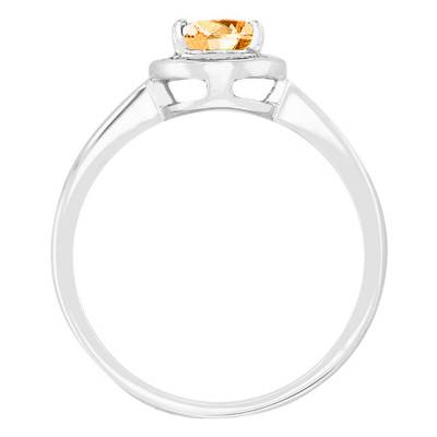 Bague, Or Blanc 750, Citrine Poire & Diamants - Bloomingstone