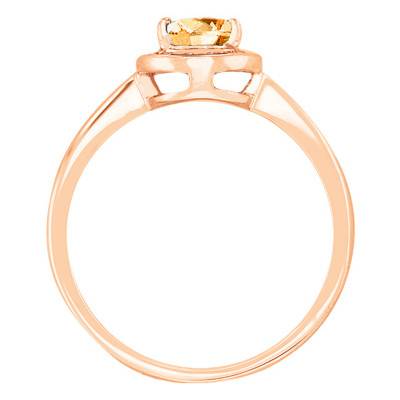 Bague, Or Rose 750, Citrine Poire & Diamants - Bloomingstone