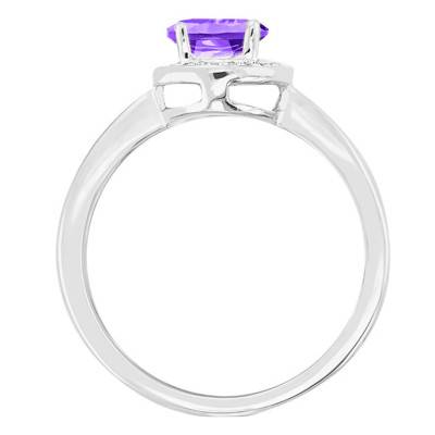 Bague Améthyste Ovale Or Blanc 750 & Diamants - Bloomingstone