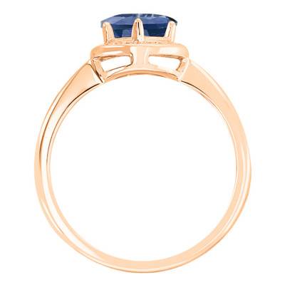 Bague London Blue Topaze Ronde Or Rose 750 & Diamants - Bloomingstone