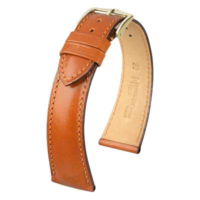Hirsch Siena Golden Brown/Gold Calfskin Strap - 18 mm Lug Width - Hirsch
