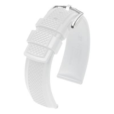 Bracelet Cuir Accent Blanc / Silver - Entrecorne 24 mm - Hirsch