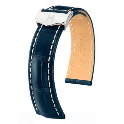 Matte Blue / Silver Navigator Watch Strap - 20 mm Lug Width - 18 mm Taper - Hirsch