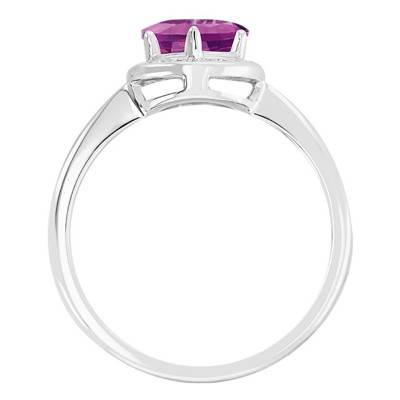 750/1000 White Gold Round Diamond & Rhodolite Ring - Bloomingstone