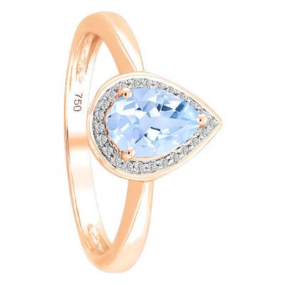 Bague, Or Rose 750, Topaze Poire & Diamants - Bloomingstone