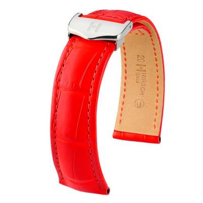 Bracelet Speed Selection Alligator Rouge Mat / Rouge - Entrecorne 18 mm - Chute 16 mm - Hirsch