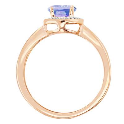 Bague Tanzanite Ovale Or Rose 750 & Diamants - Bloomingstone