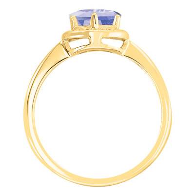 Bague Tanzanite Ronde Or Jaune 750 & Diamants - Bloomingstone