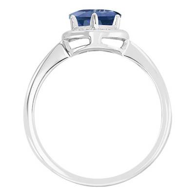 Bague London Blue Topaze Ronde Or Blanc 750 & Diamants - Bloomingstone