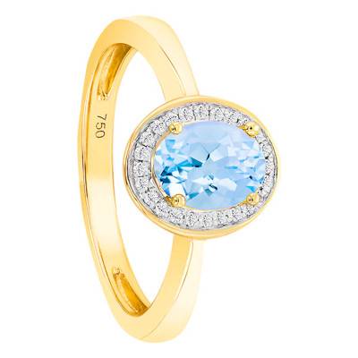 Bague Topaze Ovale Or Jaune 750 & Diamants - Bloomingstone