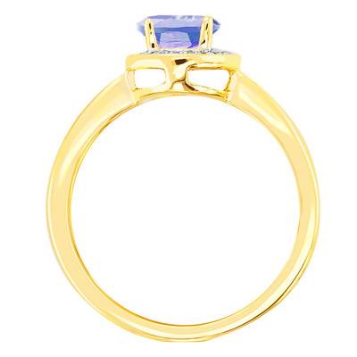 Bague Tanzanite Ovale Or Jaune 750 & Diamants - Bloomingstone