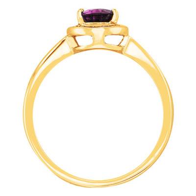 750 Yellow Gold Ring with Diamonds & Pear Rhodolite - Bloomingstone