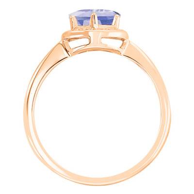 Bague Tanzanite Ronde Or Rose 750 & Diamants - Bloomingstone