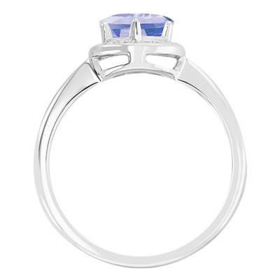 Bague Tanzanite Ronde Or Blanc 750 & Diamants - Bloomingstone