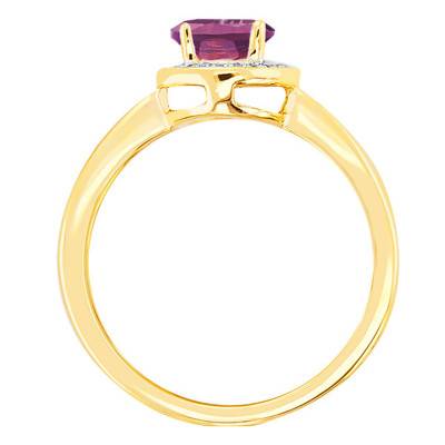 750/1000 Yellow Gold Oval Rhodolite & Diamond Ring - Bloomingstone