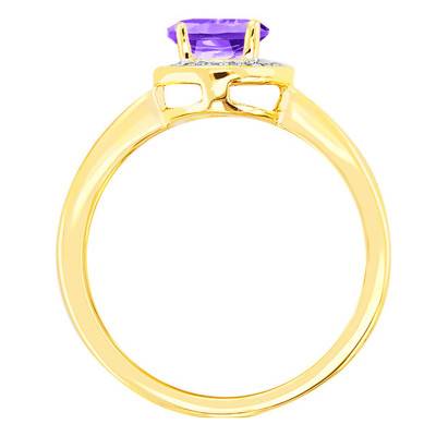 Bague Améthyste Ovale Or Jaune 750 & Diamants - Bloomingstone
