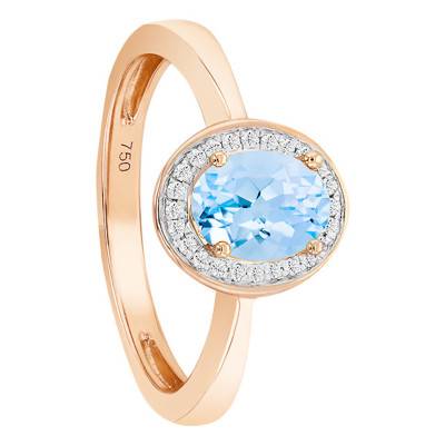 Bague Topaze Ovale Or Rose 750 & Diamants - Bloomingstone