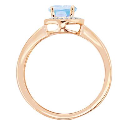 Bague Topaze Ovale Or Rose 750 & Diamants - Bloomingstone