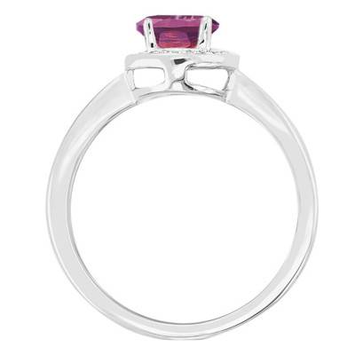 750/1000 White Gold Oval Rhodolite Diamond Ring - Bloomingstone