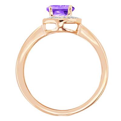 Bague Améthyste Ovale Or Rose 750 & Diamants - Bloomingstone