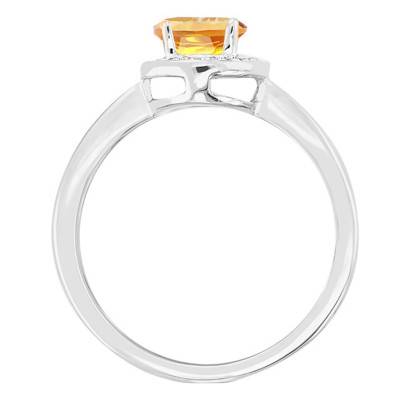 Bague Citrine Ovale Or Blanc 750 & Diamants - Bloomingstone