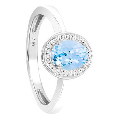 Bague Topaze Ovale Or Blanc 750 & Diamants - Bloomingstone