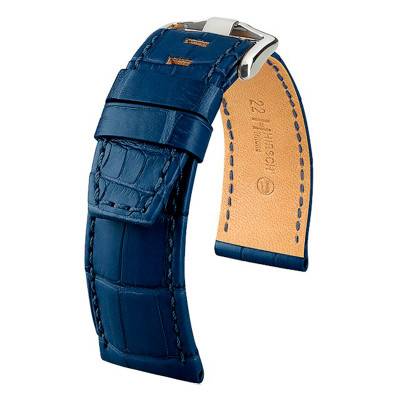 Bracelet Tritone Selection Alligator Bleu Mat / Bleu - Entrecorne 22 mm - Chute 20 mm - Hirsch