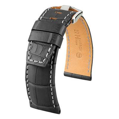 Bracelet Tritone Selection Alligator Gris Mat / Blanc - Entrecorne 22 mm - Chute 20 mm - Hirsch