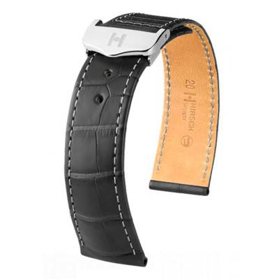 Bracelet Voyager Selection Alligator Gris mat / Gris mat - Entrecorne 22 mm - Chute 18 mm - Hirsch