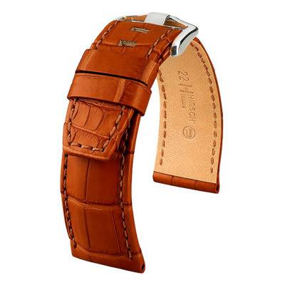 Bracelet Tritone Selection Alligator Brun or Mat / Brun or - Entrecorne 24 mm - Chute 22 mm - Hirsch