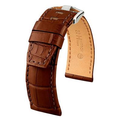Bracelet Tritone Selection Alligator Brun Mat / Brun - Entrecorne 24 mm - Chute 22 mm - Hirsch