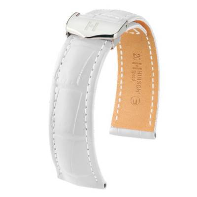 Bracelet Speed Selection Alligator Blanc Mat - Entrecorne 21 mm - Chute 18 mm - Hirsch