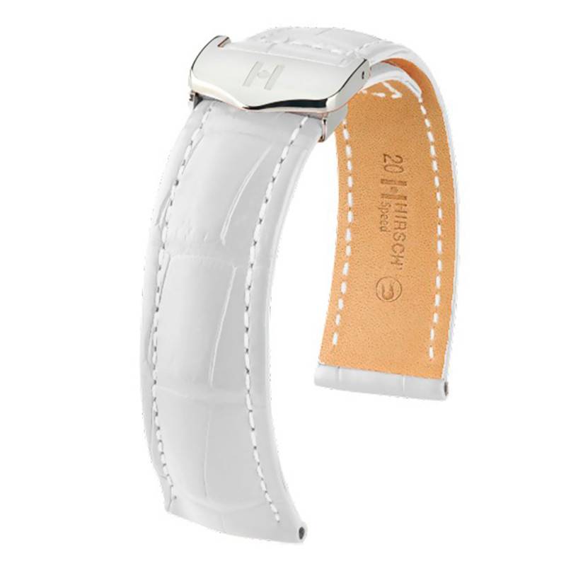 Hirsch Speed Selection White Matte Alligator Watch Strap - 22mm Lug - 18mm Buckle - Hirsch