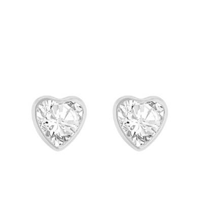 Boucles d'oreilles Coeur en Or Blanc 375 & Zircones Blanches - Emanessence
