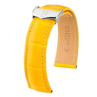 Bracelet Speed Selection Alligator Jaune Mat - Entrecorne 19 mm - Chute 18 mm - Hirsch